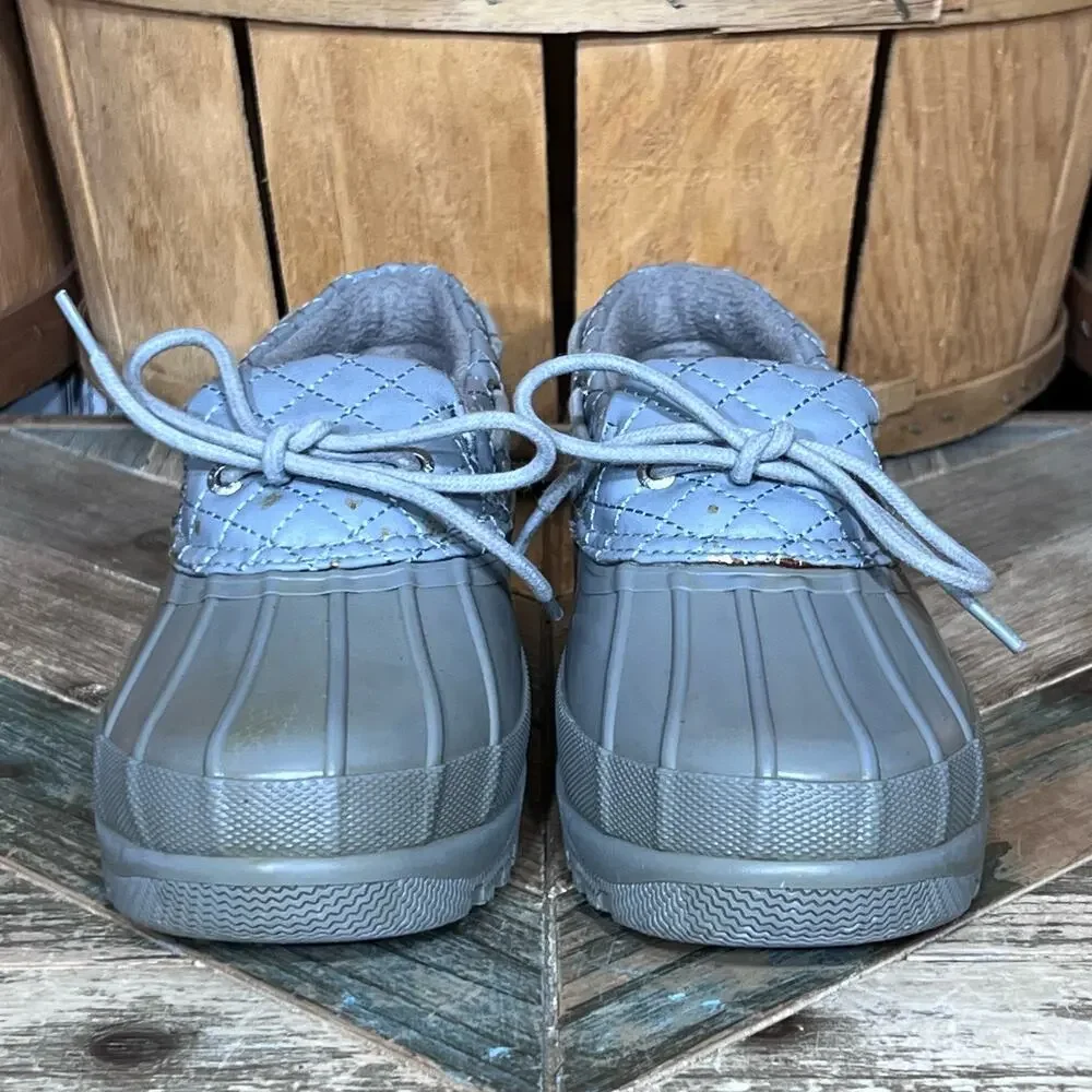 Sperry Heron Seal Low Gray Quilted Leather Waterproof Duck Shoes Women Size 6.5